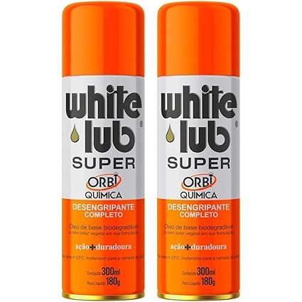 2 White Lub Óleo Protetivo/Lubrificante Desengripante 300ml-180gr P/Carros Motos Casa Escritório Indústria Oficina